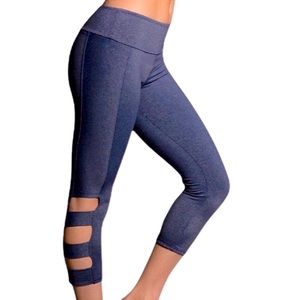 Onzie Heather Gray Yoga Cropped Side Slit Leggings, Size S/M